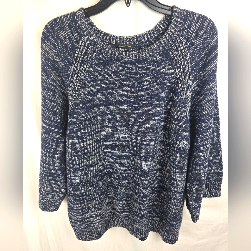 Massimo Dutti Women's Navy Blue Split Back Sweater Sz M